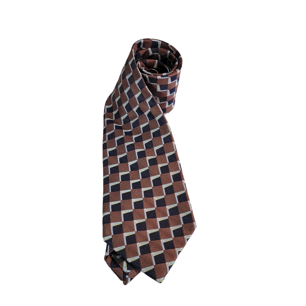 Bachrach 100% Silk Geometric Square Pattern Men's Tie